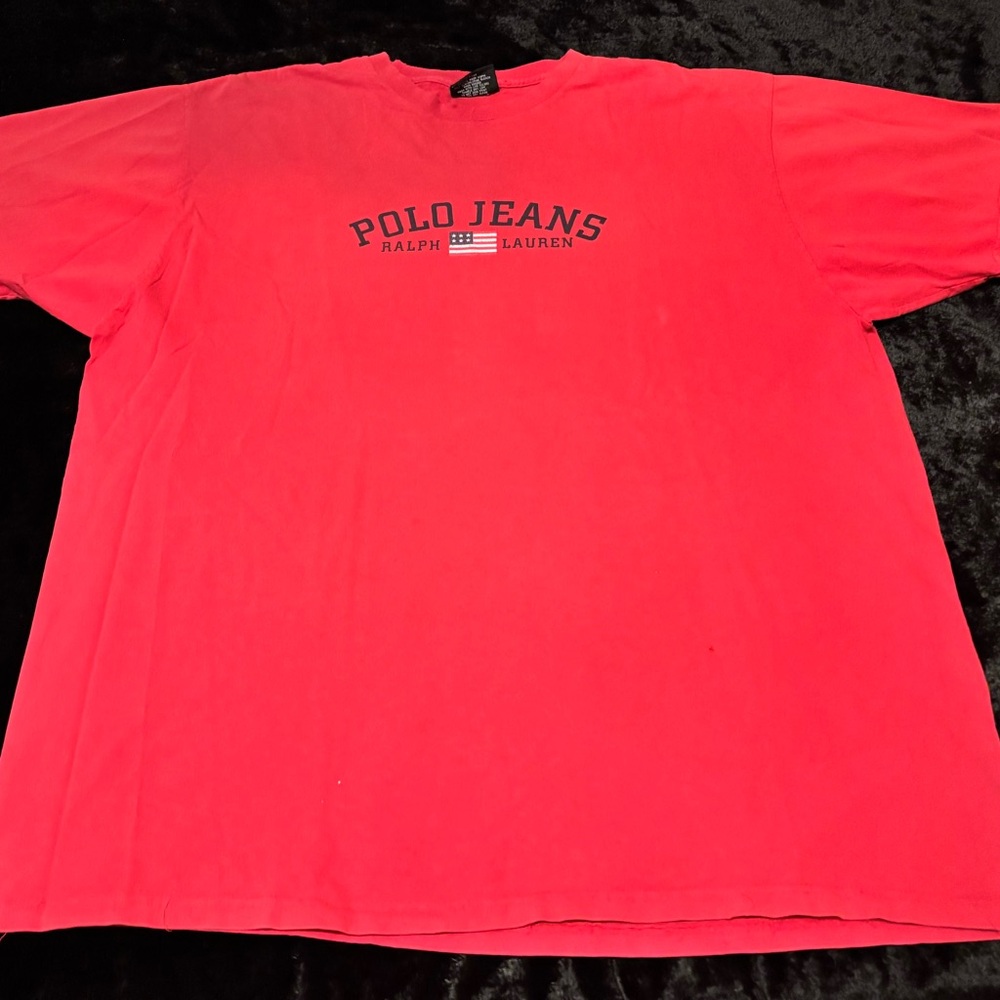 Mens XL Vintage 90s Polo Jeans Ralph Lauren Black Logo Tshirt